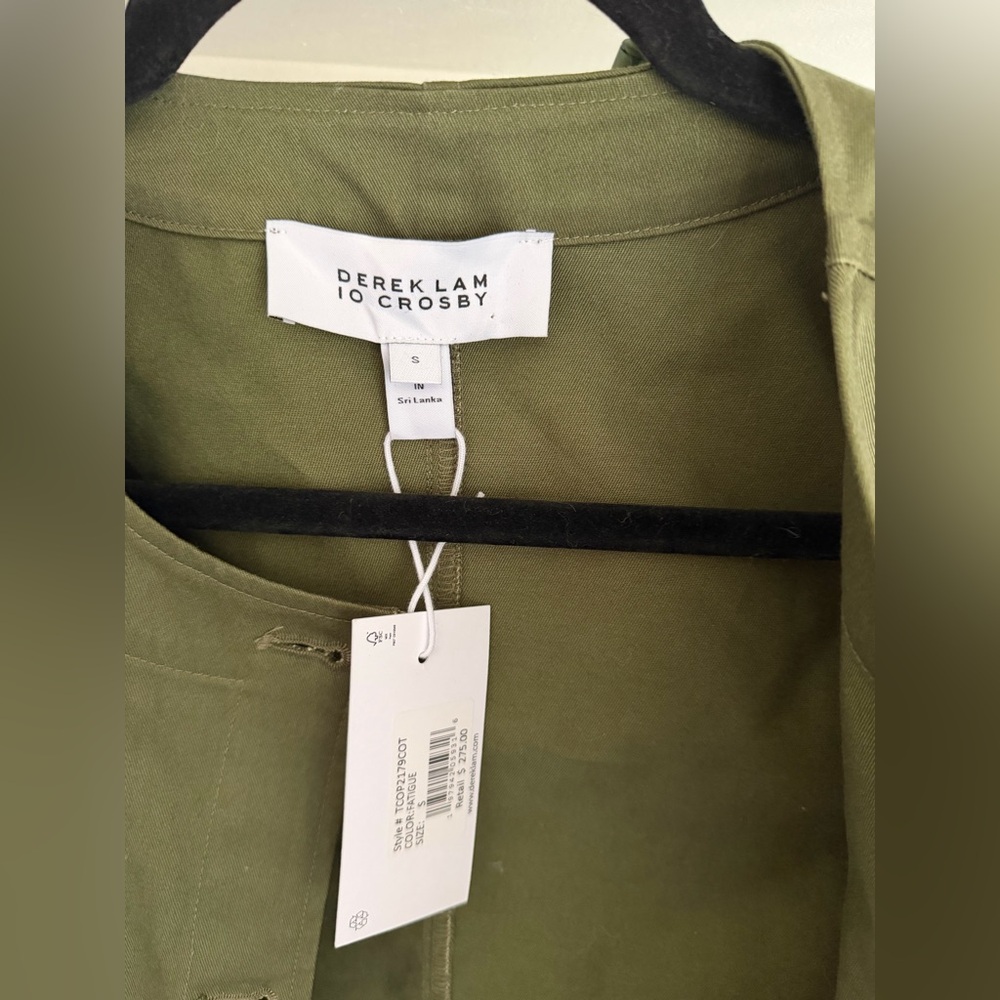 NWT Derek Lam 10 Crosby Tinna Olive Cropped Jacket| Designer Utility Chic Blazer - Picture 5 of 9